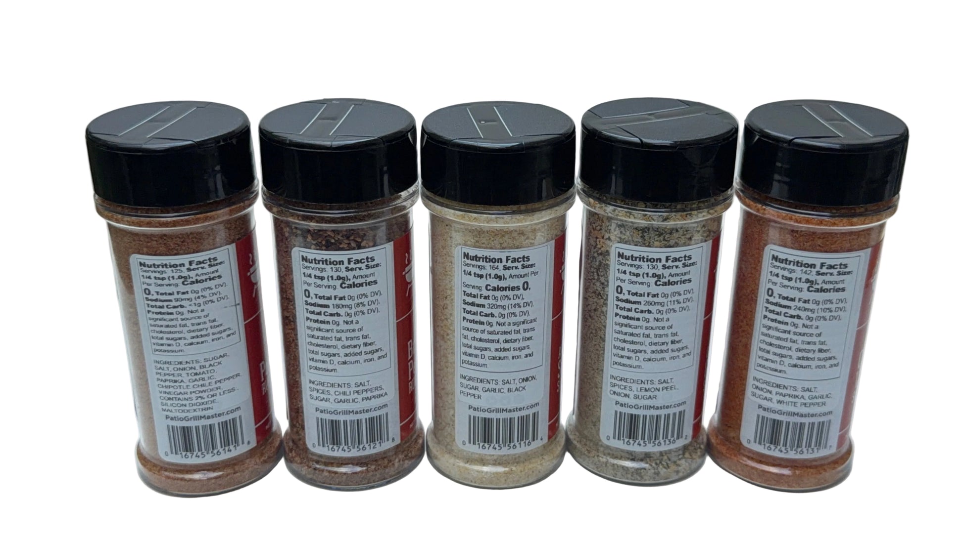 Our five signature seasonings with nutrition facts.